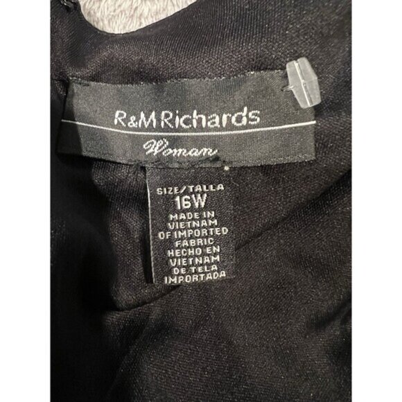 R&M Richards Womens Rhinestone Black Ruched Evening Dress Plus Size 16W - Picture 9 of 12